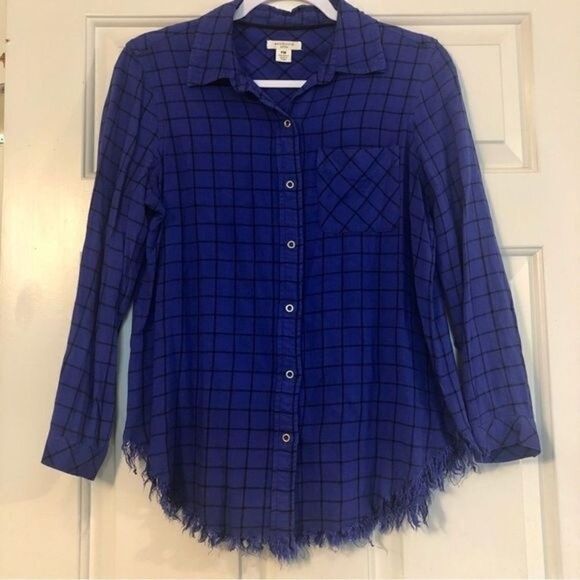 Westbound Blue and Black Plaid Long-sleeved Button-up Size PM - Picture 1 of 10